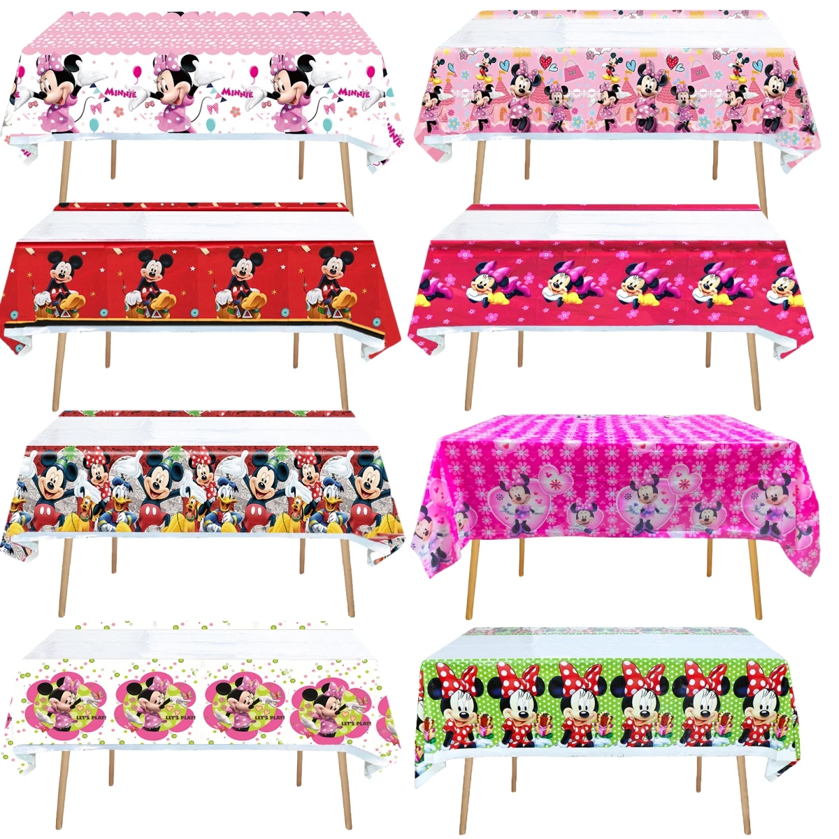 

Disney Mickey Mouse Birthday Party Supplies Mickey Tablecloth Disposable Tableware Minnie Table Cover Kids Party Decorations