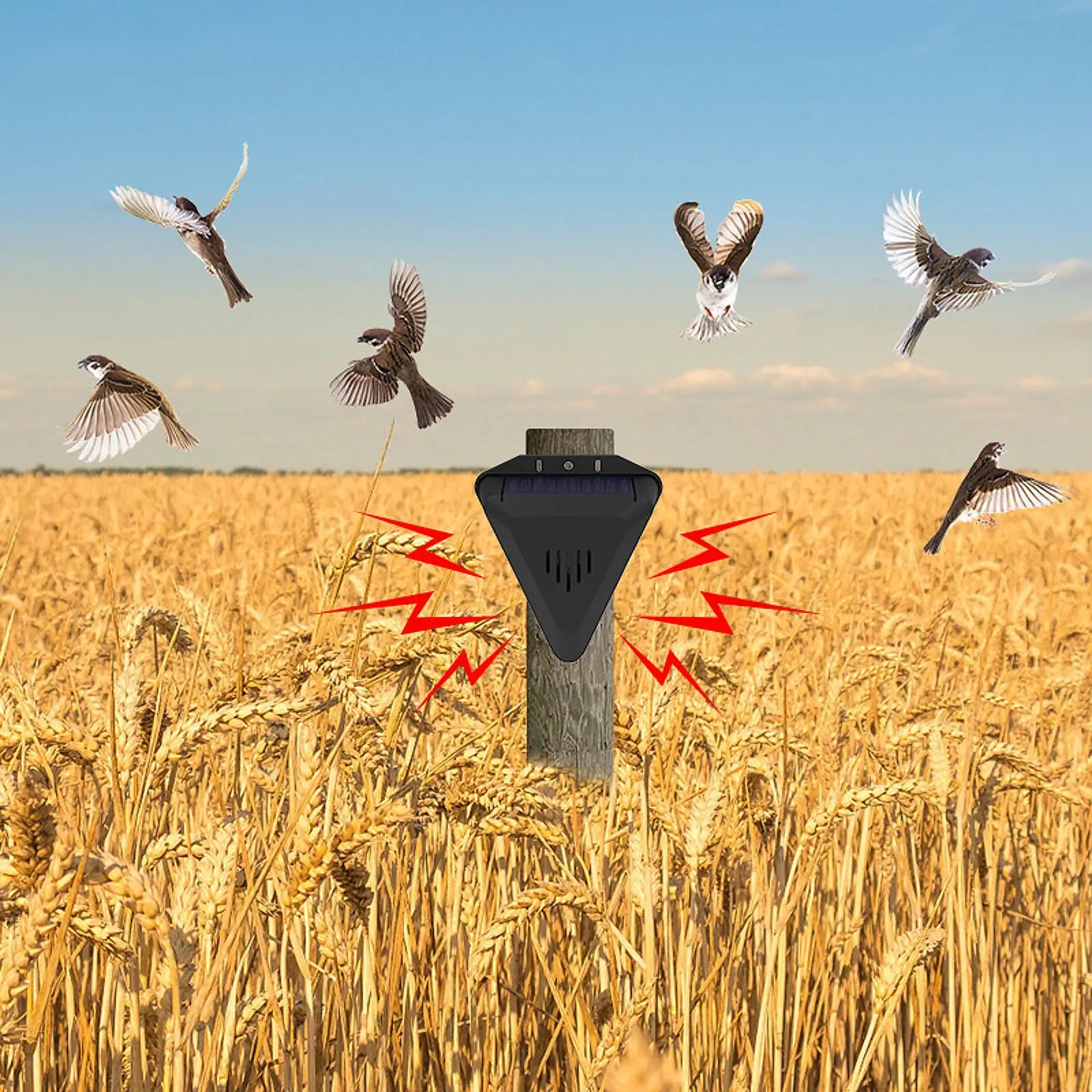 Bird Repeller Device Solar Powered Birds Scarer Bird Preventer Animal Deterrent Device for Deer Raccoon Squirrel Farm Yard