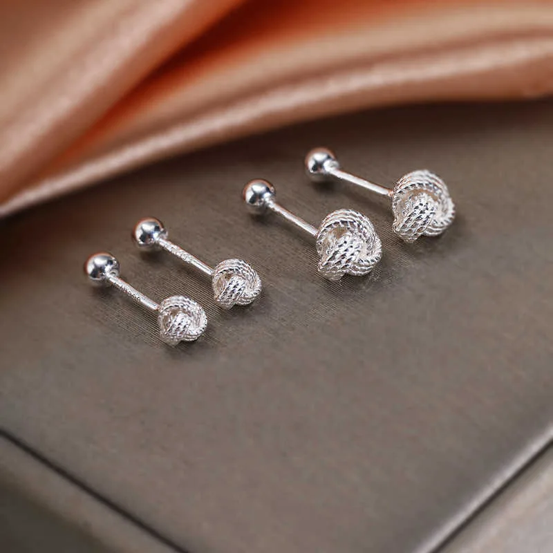 Elegant Silver Cross Screw Stud Earrings for Women - Fashionable Vintage Luxury Accessories