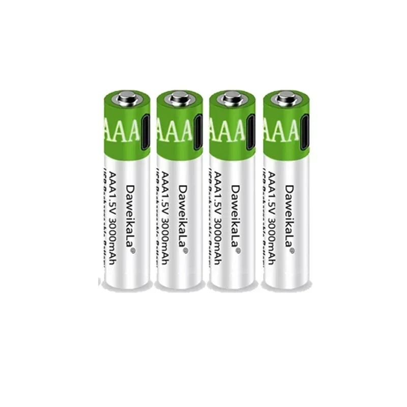 Rechargeable Lithium Batteries USB AAA Rechargeable Battery 1.5V 3000mAh li-ion battery for remote control mouse Electric toy battery + Type-C Cable