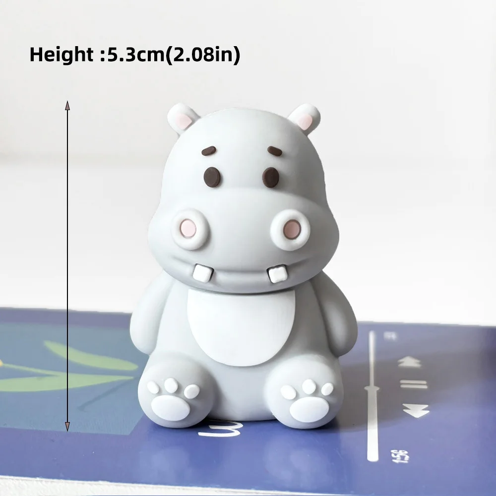 Safari Nijlpaard Kawaii Taart Topper Wit