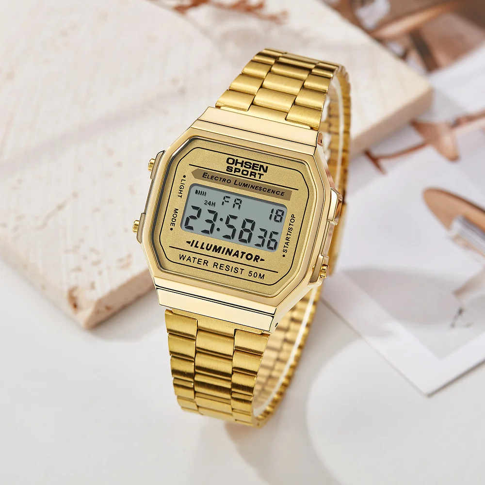 Digital Watches for Women Luxury Gold Ladies Sport Watch reloj mujer Stainless steel Electronic Watch Alarm Clocks Gifts 5