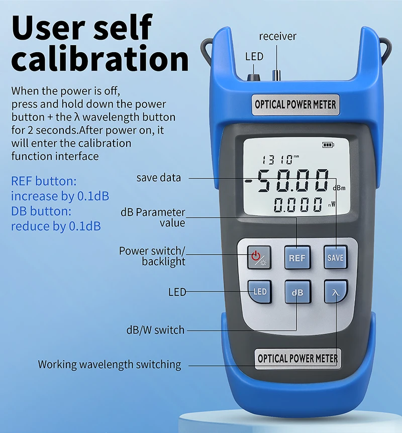Rechargeable A-C710A/C510A High Quality OPM Optical Power Meter -70~+10dBm/ -50