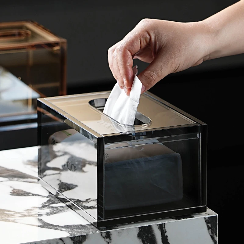 Light luxury crystal glass tissue box Washing table Toilet paper Face towel Storage hotel model room Coffee table Carton