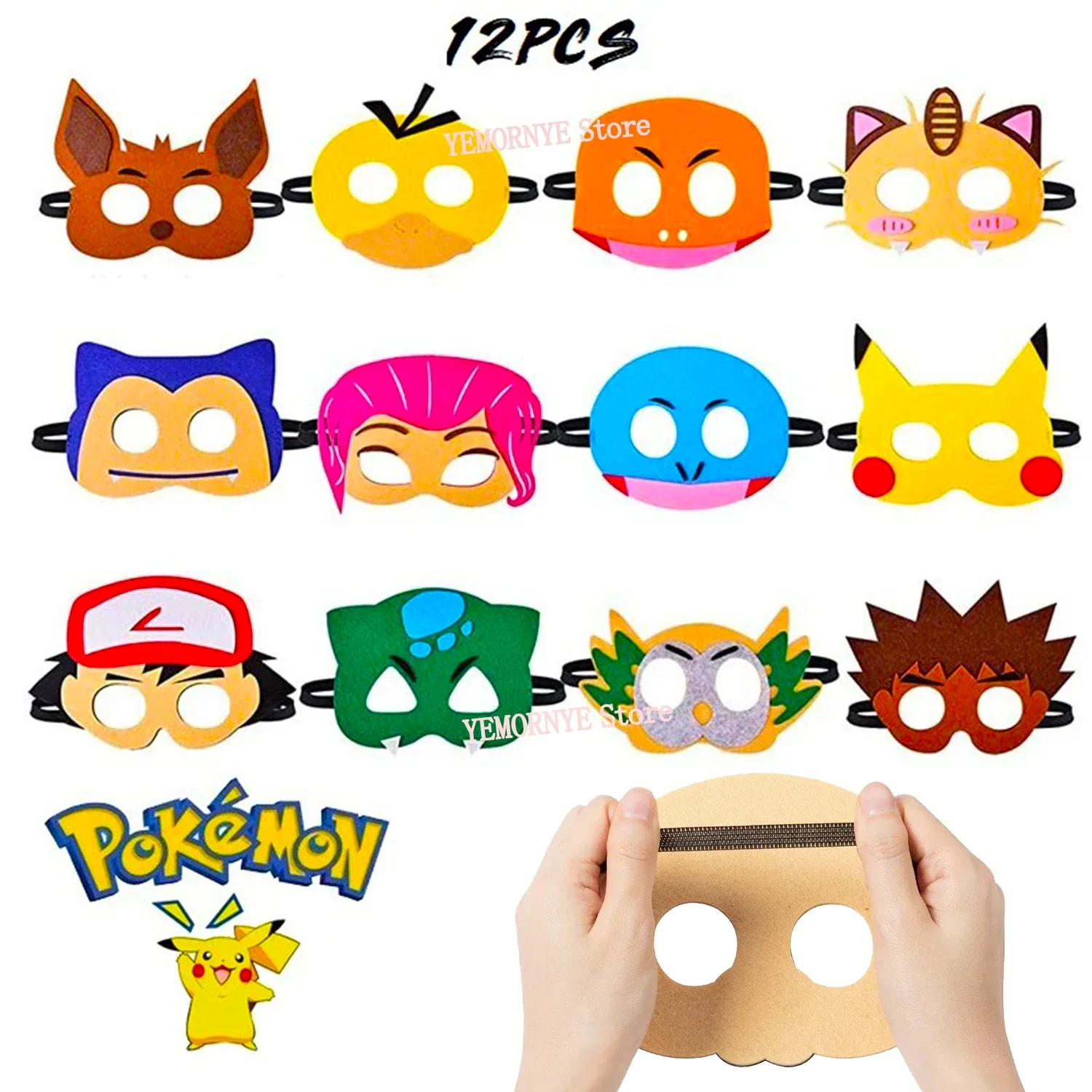 12Pcs Pokemon Sonic Mask Party Decoration Set Cartoon Birthday Gifts Halloween Cool Acrilico Ornamentento Forniture Per Bambini Giocattoli