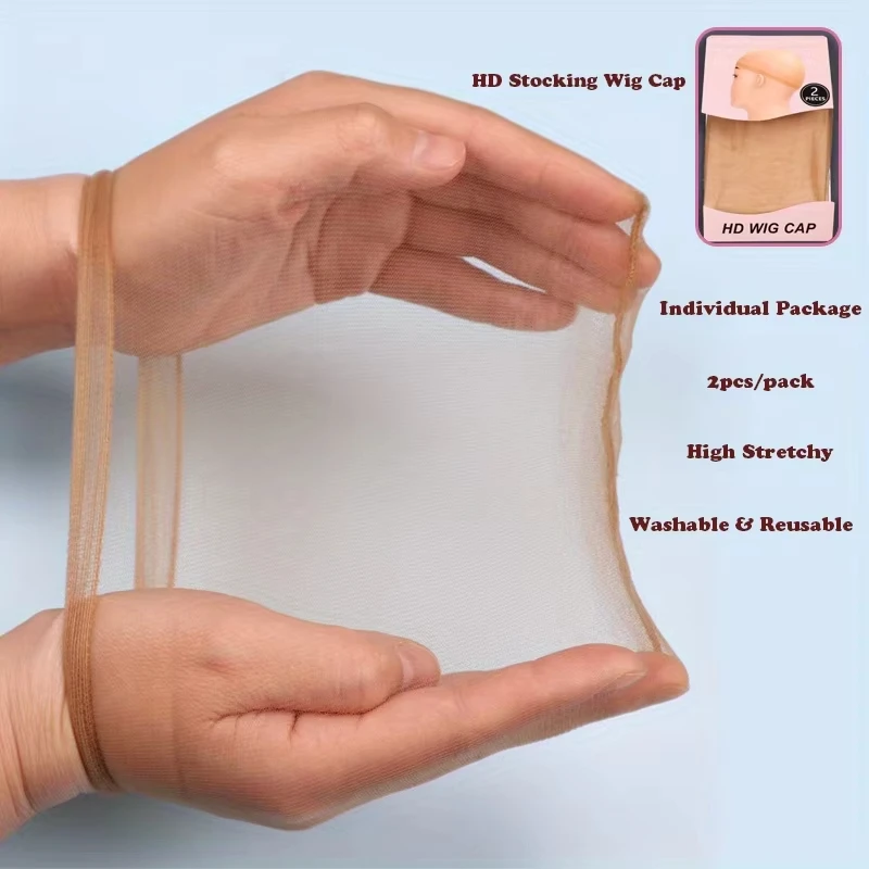 HD Wig Cap Transparent HD Wig Cap Stocking Transparent Thin Nylon Lace Side Ladies Accessories