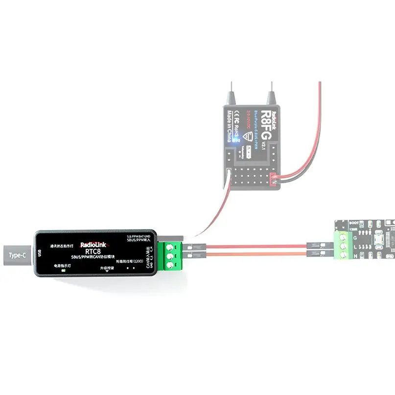 

Radiolink RTC8 SBUS/PPM to CAN Protocol Module Dual Signal Input APP Parameter Adjus Tment