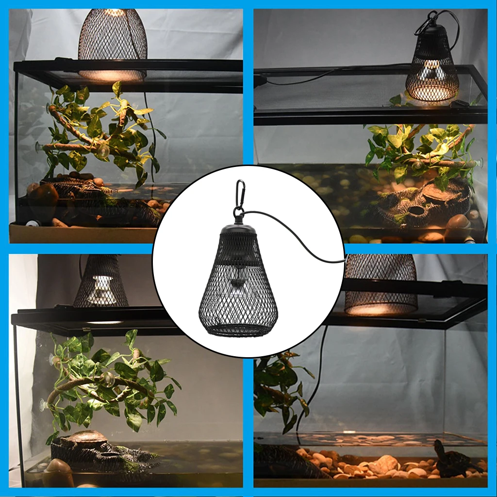 Reptile Heat Lamp Basking UVB UVA Mesh Cage Guard Enclosure Terrarium Ceramic Heat Light Holder for Tortoise Brooder Pet