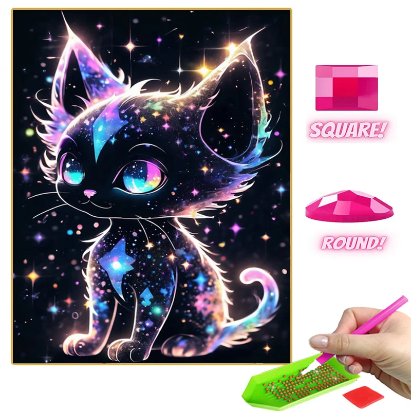 2024 New Arrival Fluorescent Cats Diamond Painting Full Diamond Mosaic Cross Stitch Kit Embroidery Animal Art Home Decor Crafts