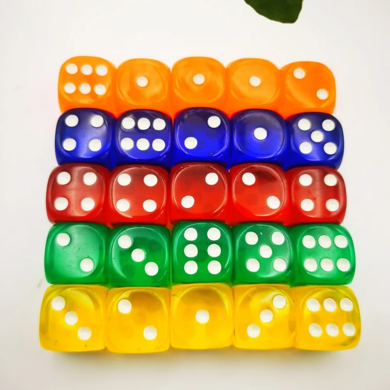 Game Dice Dice Set Acrylic Dice 5Pcs/set 19mm Game Dices 6 Faces Round Corner Acrylic Cube Dice Family Game Dice Spanish For Fun Pub Toy
