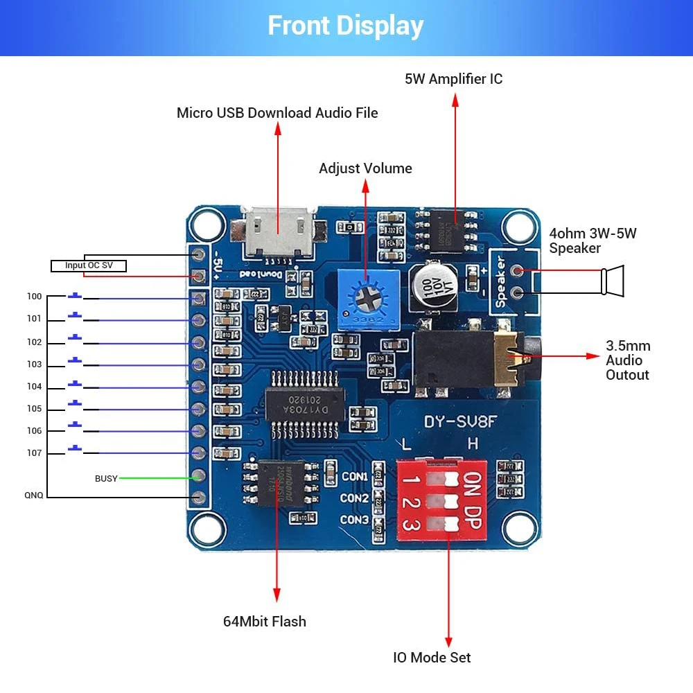 arduino mp3 player módulo modulo amplificador placa