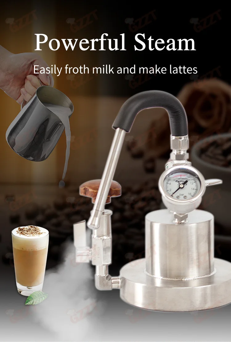 2-In-1 Outdoor Portable Coffee Maker Machine Working With Milk Frother Steam Stainless Steel Espresso Maker Outdoor Brewing
