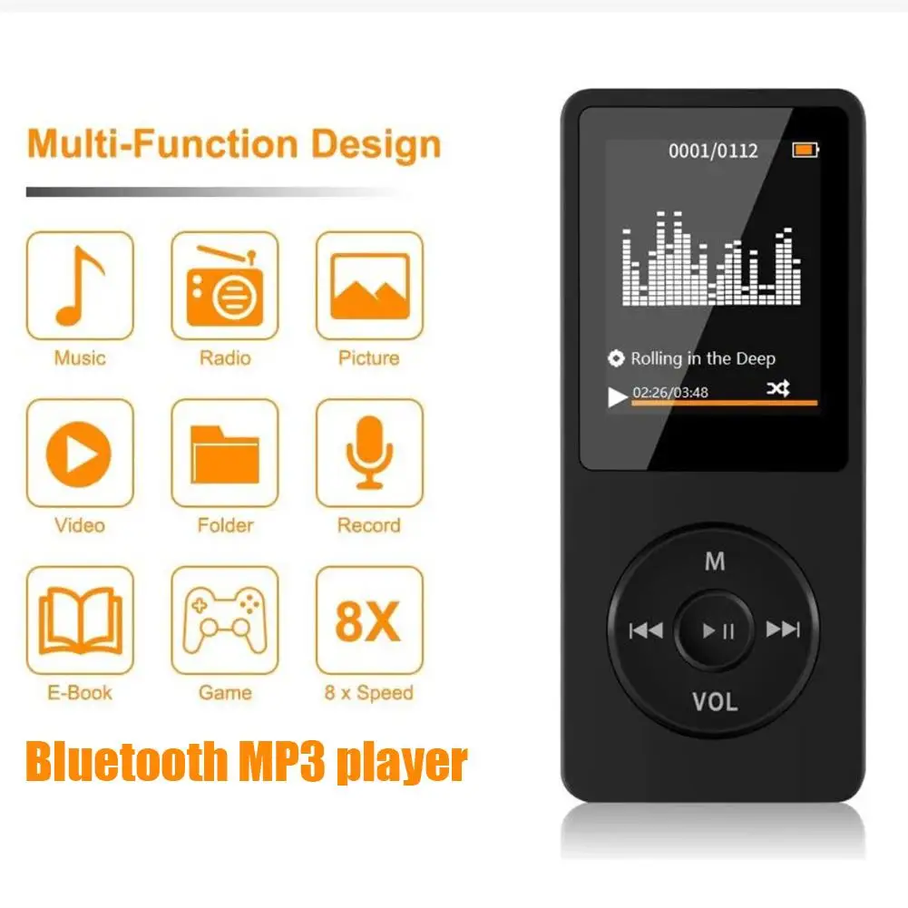Lettore Musicale Mp3 Compatibile Con Bluetooth Portatile Audio Hifi Ultrasottile Walkman Con Radio Fm/E-Book/Registratore/Lettore Video Mp4