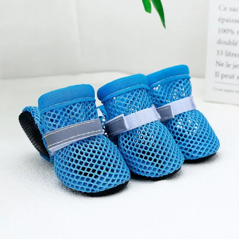4 Stück Hundeschuhe, rutschfest, atmungsaktiv, verschleißfest, Hundestiefel, geeignet für kleine, mittelgroße Haustiere, Welpen-Schutzschuhe. – Detail 7
