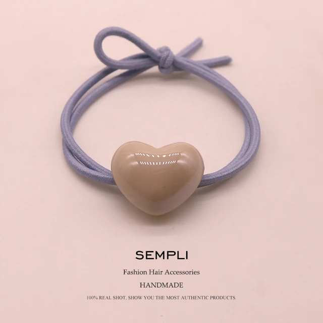 Sempli Pink Color Solid Elastic Hair Bands Love Dog Headband Women Animal Rubber Band Lady Letters Hair Accessories Scrunchie Blue