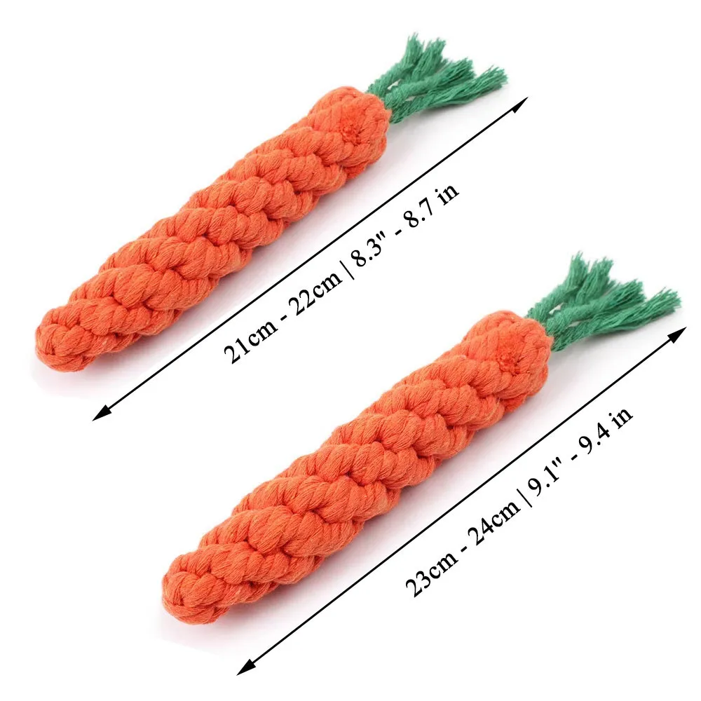 1Pcs Carrot Dog Bite Rope Pet Dog Toys Safe Durable Braided Bite Dog Chew Toys Resistant Puppy Molar Cleaning Teeth Cotton Rope 6