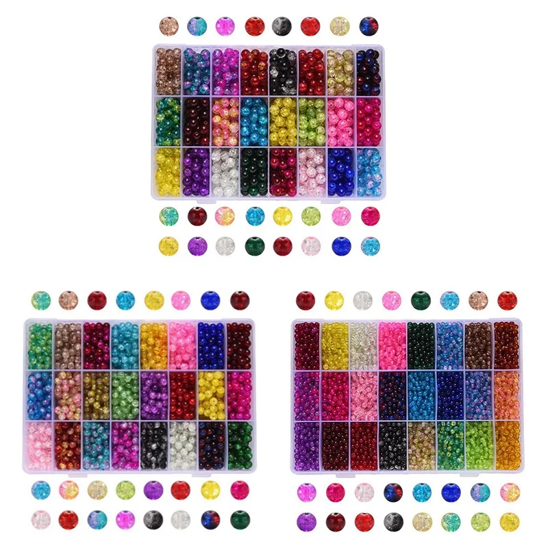 

Бусины из стекла в стиле лэмпворк с трещинами, круглые бусины-разделители ручной работы для браслетов