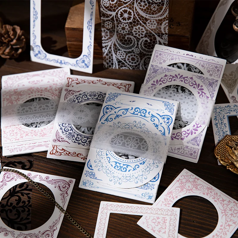 

15Sheets/Set Vintage Hollow Lace Material Paper Aesthetic Scrapbooking Photo Album Decor Notebooks DIY Hand Account Design Paper