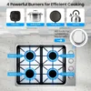 Gas Cooktop, SIMOE Gas Stove Top Bulit-in with 4 Burner, Stainless Steel, NG/LPG Convertible Gas Hob with Cast Iron Grill/Griddl 2