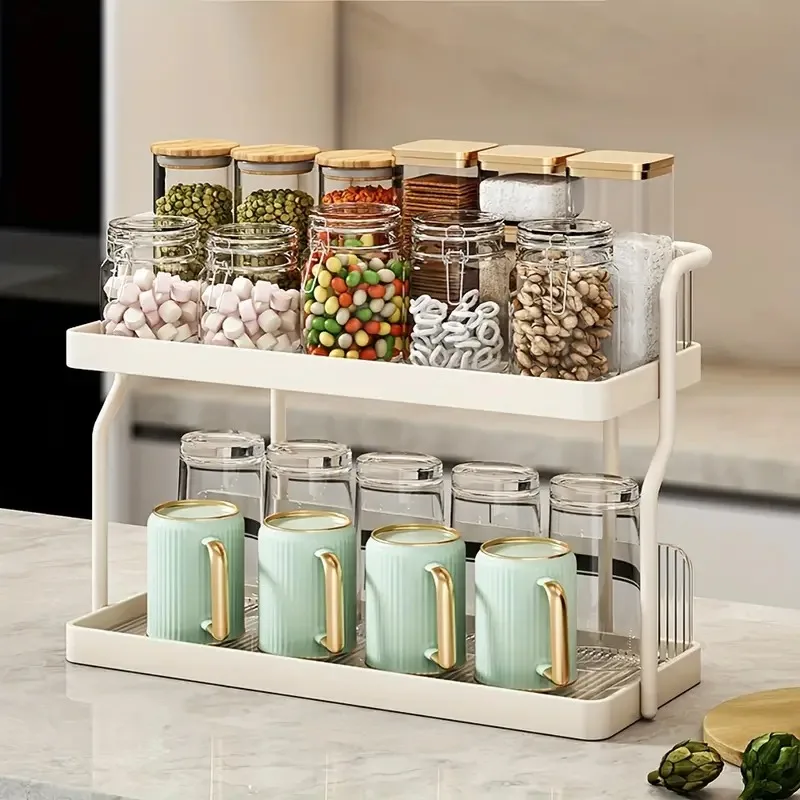 Light Luxury Multi-layer Storage Rack Water Cup Tea Cup Glass Rack Desktop Countertop Storage Rack Dining Table Storage Racks 3