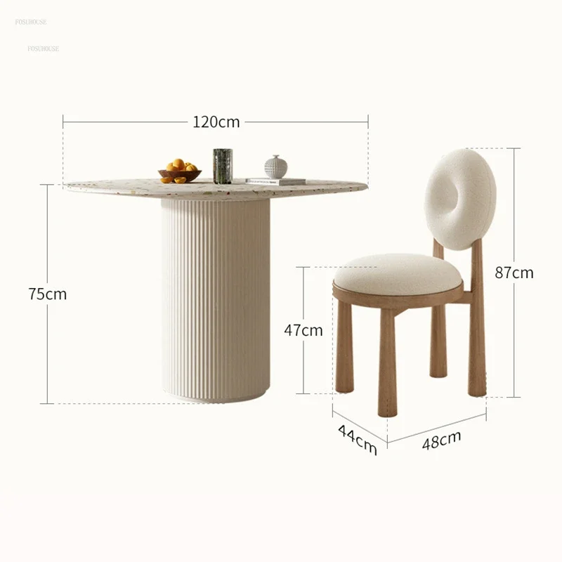 Description Picture 6 of itemNordic Minimalist Slate Dining Tables Small Apartment Dining Table and Chair Set Light Luxury Household Solid Wood Round Tables