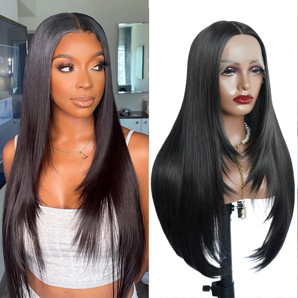 Layered Lace Front Wig 13x4 Layered Cut Lace Wig Straight Black