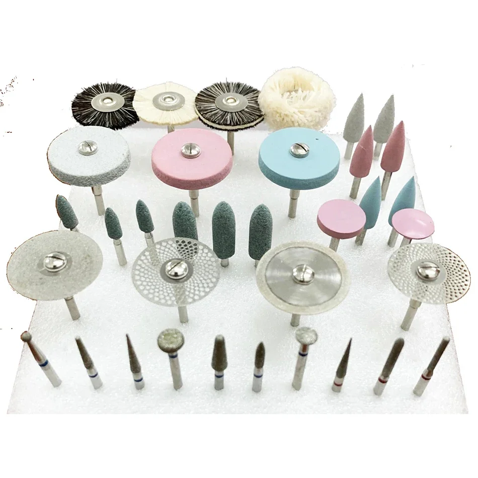 

35pcs/Set Dental Lab Polishing HP Kit Ceramic Porcelain Grinding Dentist Tool Diamond Burs Brush Material