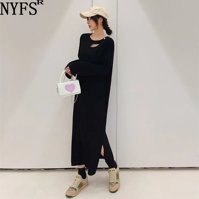 

NYFS 2024 Spring Autumn New Korea Woman Dress Vestidos Robe Femme Elbise Loose Circle Cotton Hoodie Dress