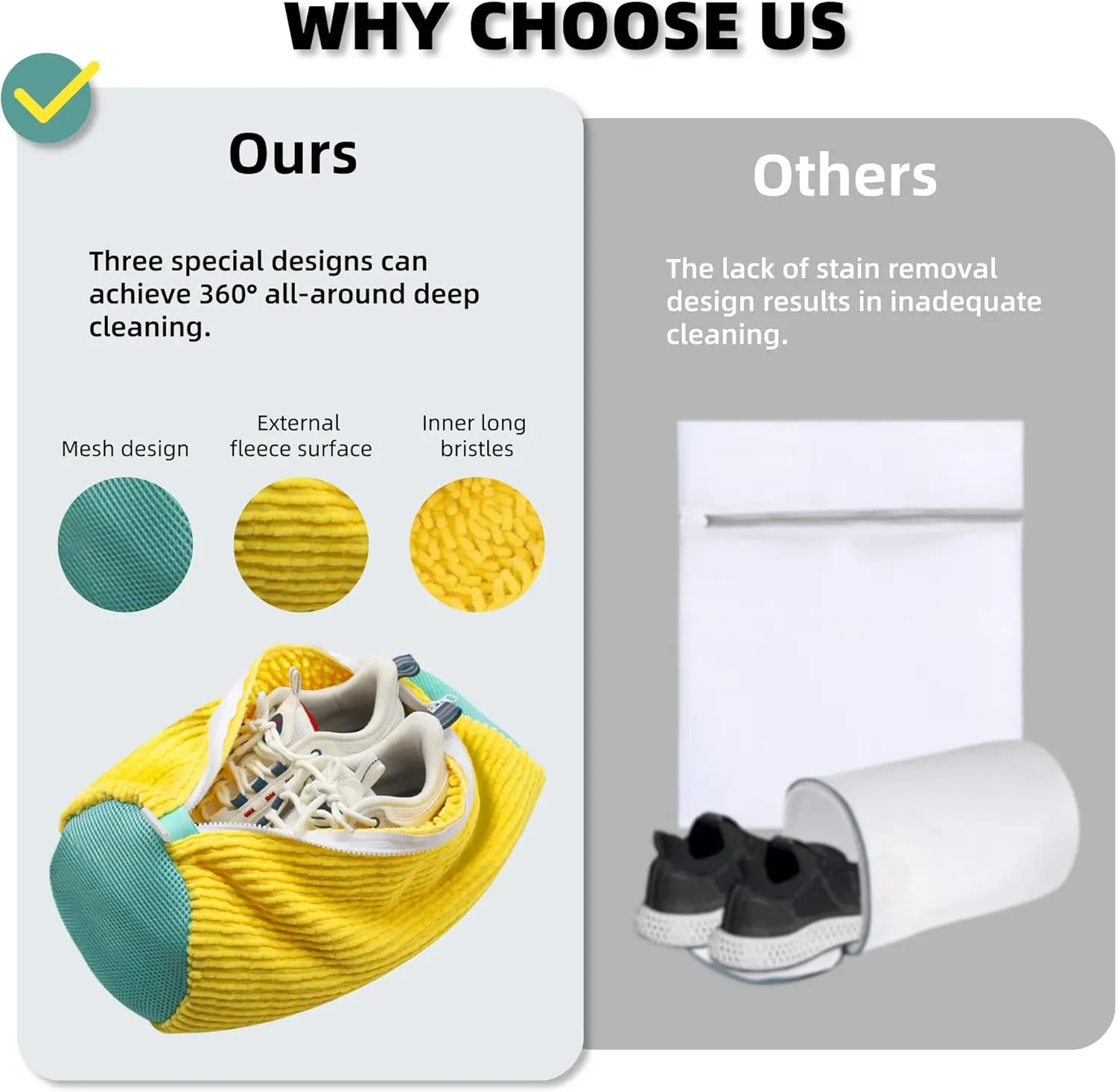 Shoe washing bag 2Pcs Shoe Washing Machine Bag,Quick Easy Cleaning,Laundry Shoe Bag for Washer and Dryer,Shoe Cleaning Bag for Sneaker Most