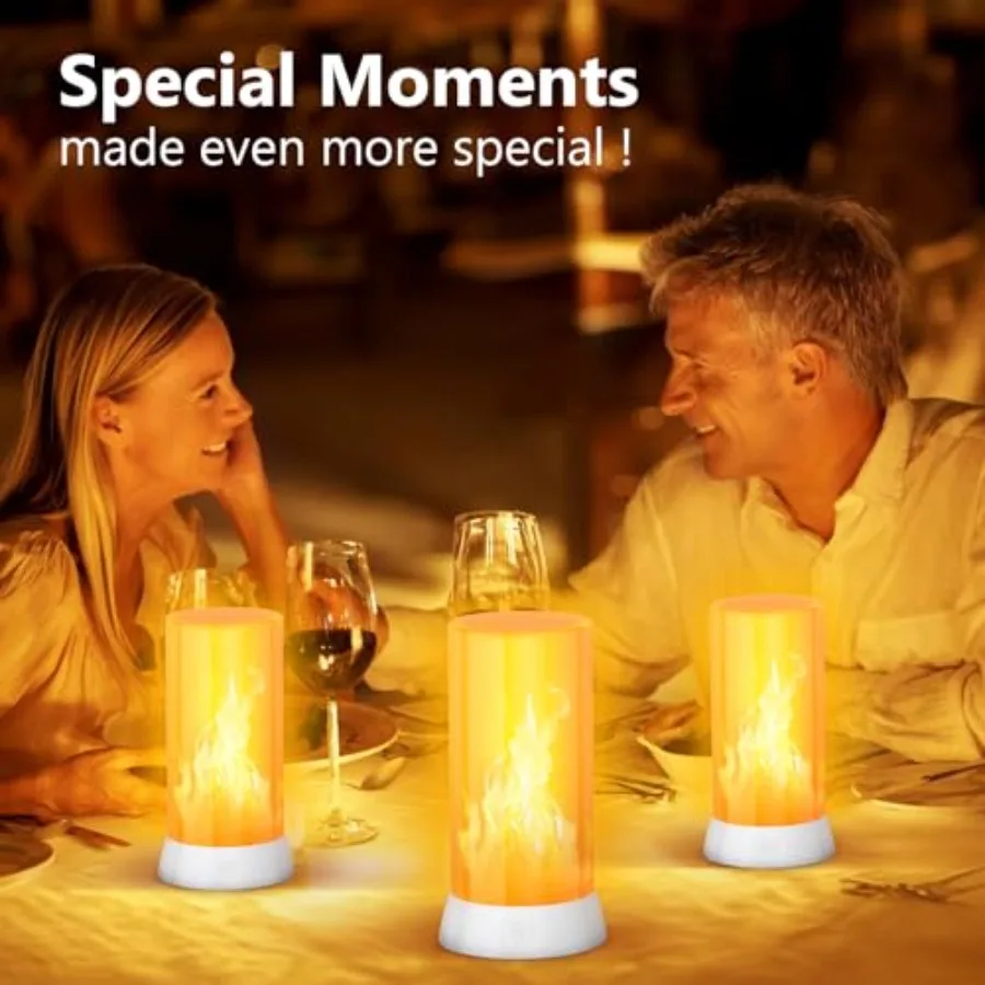 2PCS LED Flame Light USB Rechargeable Flame Lamp with Remote Timer Waterproof Dimmable Flameless Candles Light for Home Party G