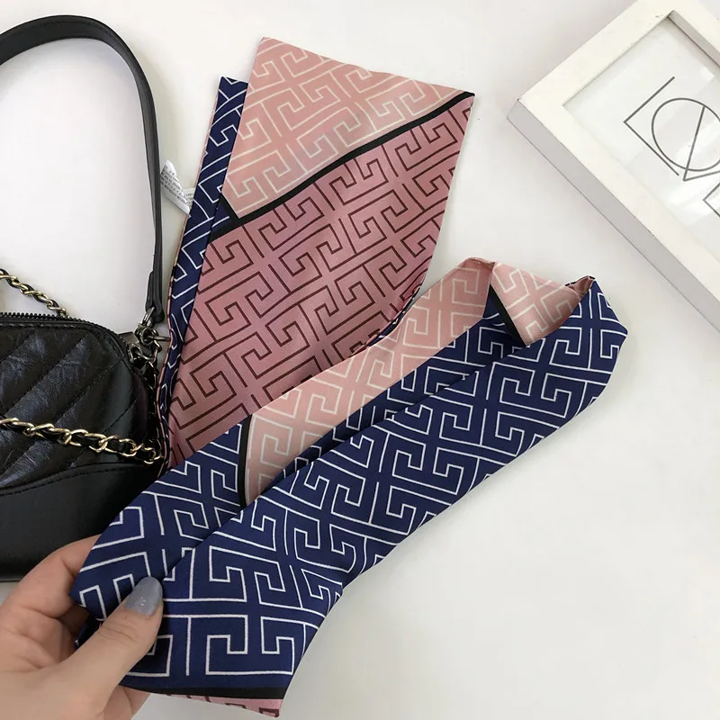 Striped Satin Silk Scarf for Women - Double-Sided Luxury Neck Neckerchief