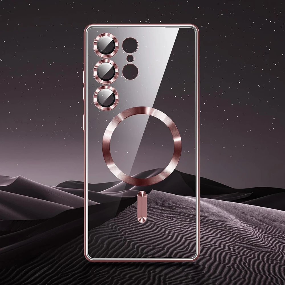 Luxury Glitter Plating Clear Silicone Soft Case with Magnetic Feature