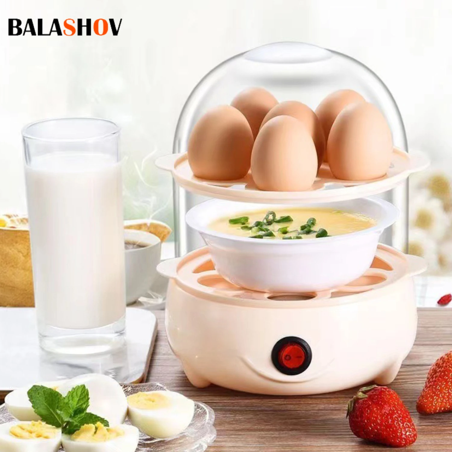 Two perfect layers of a convenient and delicious mini egg boiler steamer-multifunctional and ideal for cooking poaching eg
