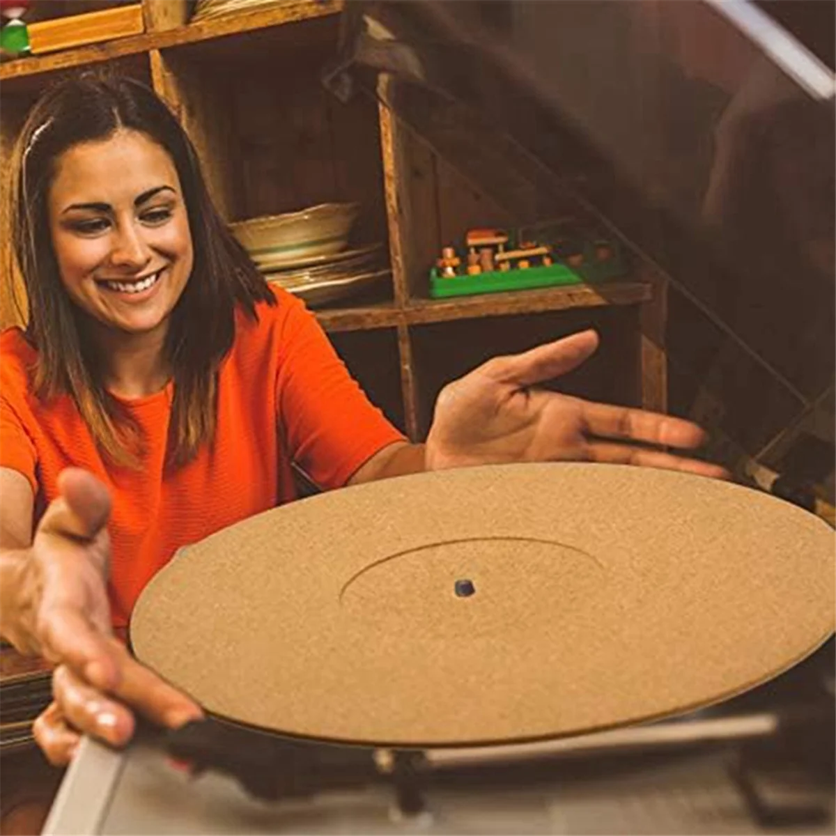 M18K-3 Pieces Cork Turntable Mats with High Fidelity for Vinyl LP Record Players Audiophile Reduce Noise
