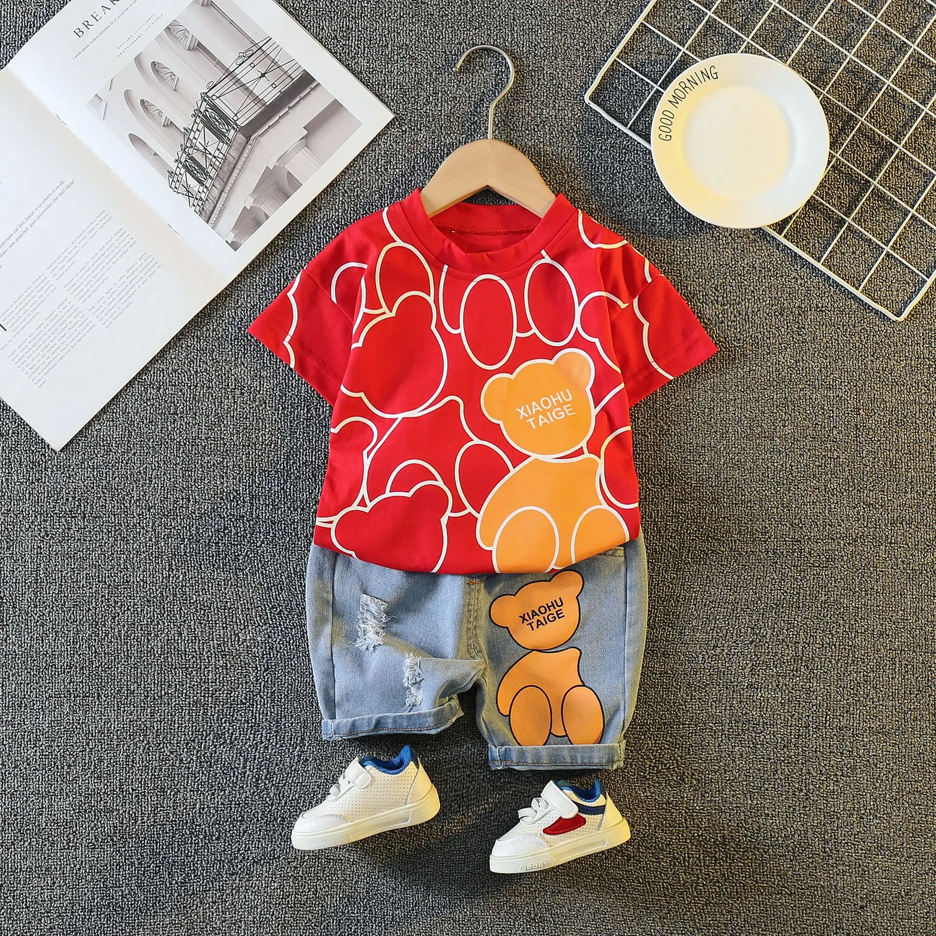 

Kids Boutique Clothes Toddler Fashion Summer Cartoon O-neck T-shirts Tops and Shorts Baby Boy 2 Piece Set Children Outfits Suits