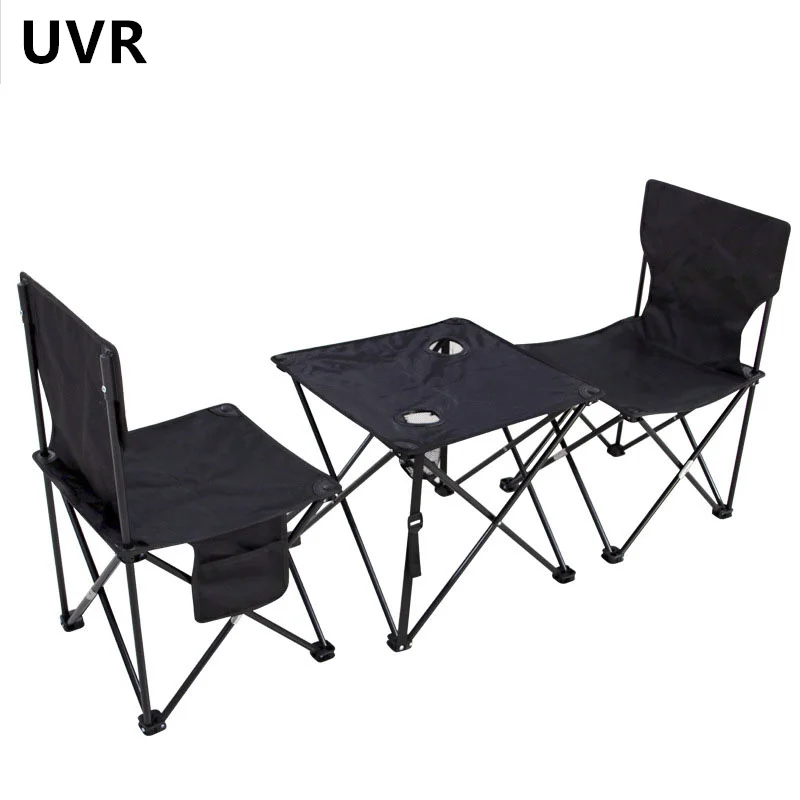 UVR Folding Camping Table and Chairs Family Travel Portable Table and Stool Oxford Cloth Outdoor Picnic Table and Chairs Set