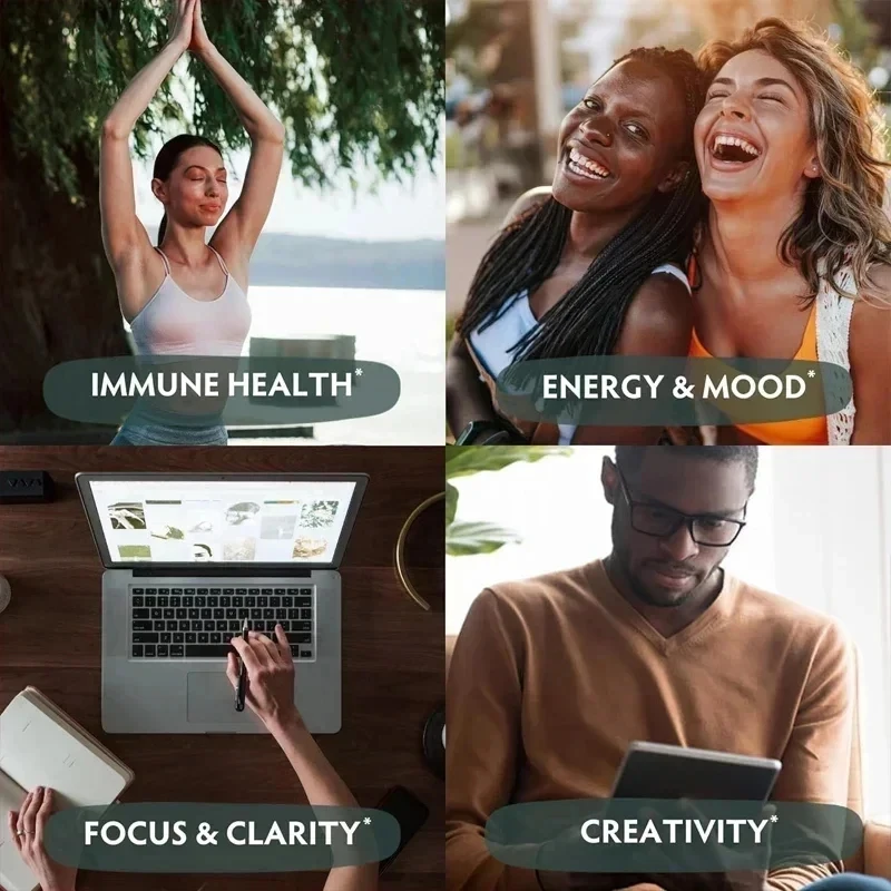 Lion's Mane Capsules Promotes Mental Clarity Focus Memory Mushroom Supplement Original Flavor Non-GMO