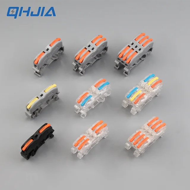 ขั้วต่อสายไฟ ขั้วต่อสายไฟ Din Rail Type Fast Universal Compact Conductor ขั้วต่อสายไฟ LED Push-in Butt Terminal Block 1