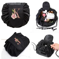 Fashion Rose Gold Letter Portable Lazy Storage Cosmetic Bag Drawstring Magic Makeup Pouch Large Capacity Travel Toiletry Bag 1