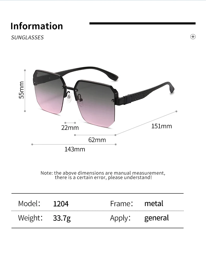 1/2PCS New Metal Fashionable Large Frame Sunglasses, Fashionable Multifunctional Driving High-end Car Sunglasses 1204