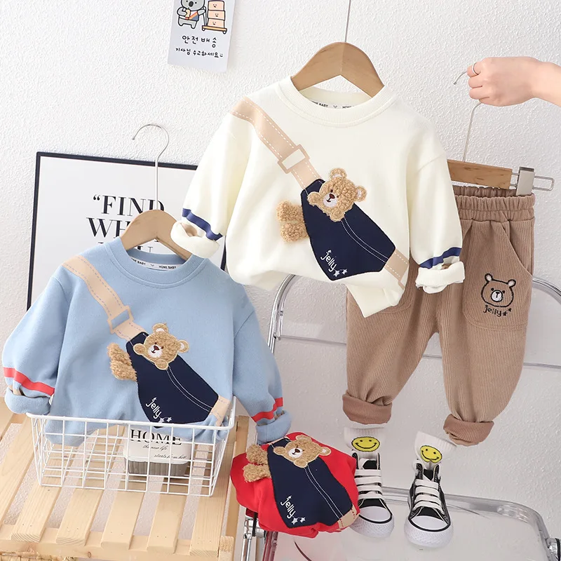 

Spring Long sleeve T-shirt +pant Children's Leisure Set Cotton Boys And Girls Babies Clothes Casual Two Piece Tracksuits