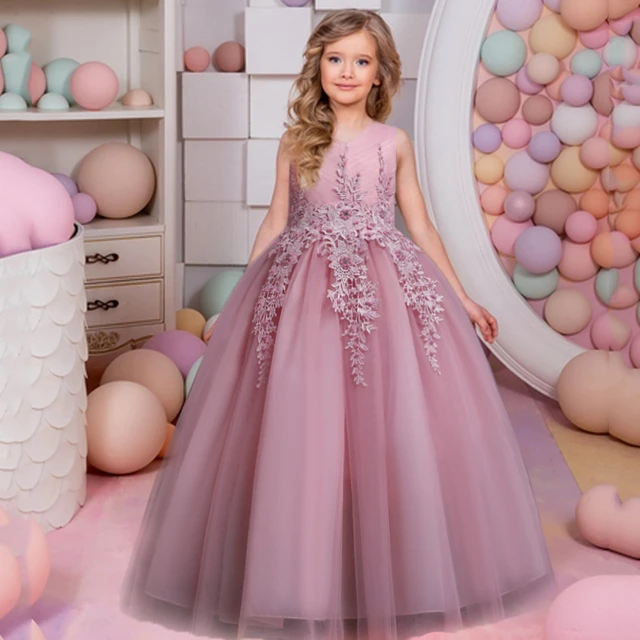 Vestido elegante de flores para traje de fiesta de vestidos de noche para niña, ropa de princesa para cumpleaños, 2022 _ - AliExpress Mobile