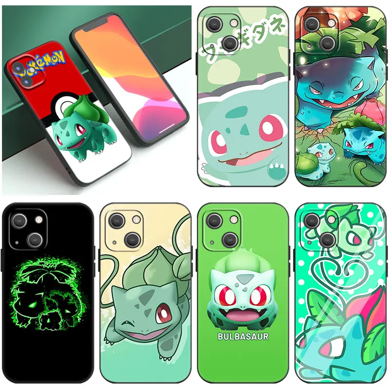 Custodia Per Telefono Pokemon Bulbasaur Per Apple Iphone 14 13 12 Mini 11 Pro Xr X Xs Max 6S 7 8 Plus Se 2020 2022 5S Cover Nera
