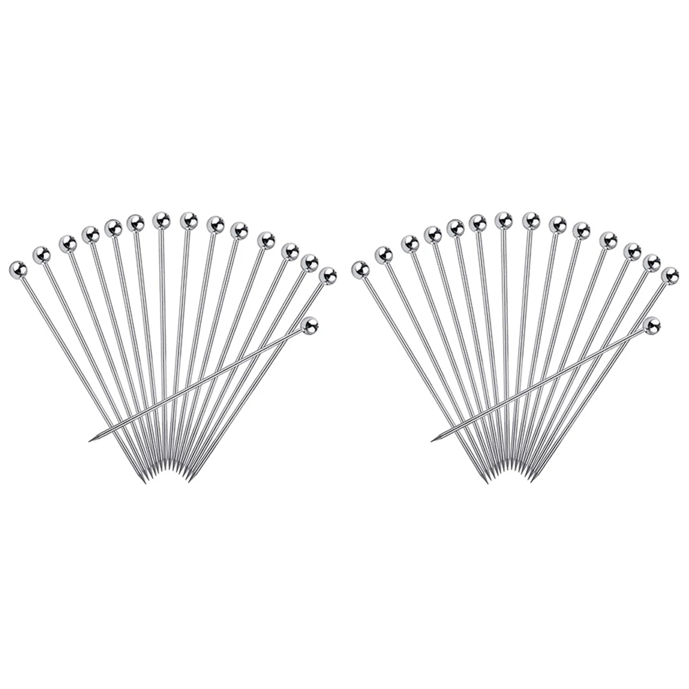 

30Pcs Cocktail Picks, 4 Inch Reusable Stainless Steel Martini Picks Cocktail Toothpicks for Olives Appetizers Sandwich