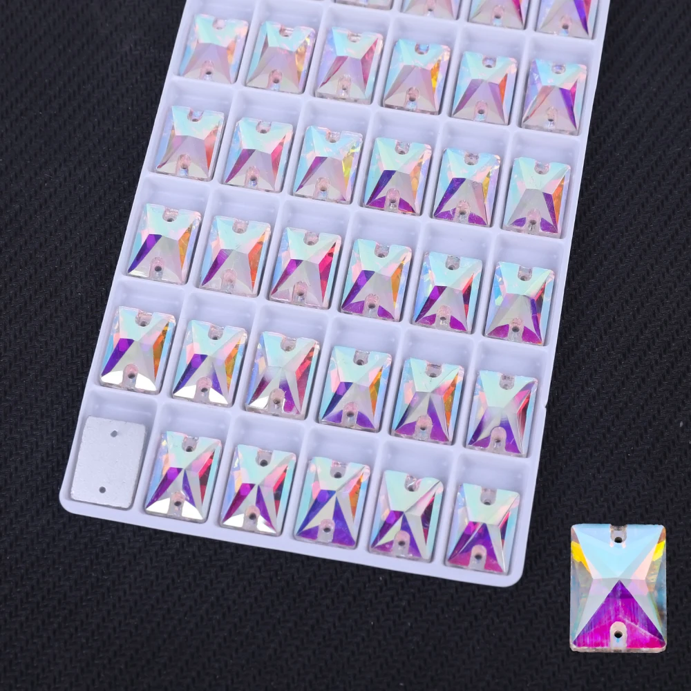 Aufnähen ab Strass Rechteckform Flatback Glas kristalle für Kleidung Brautkleider alle für Dekoration DIY – Detail 3