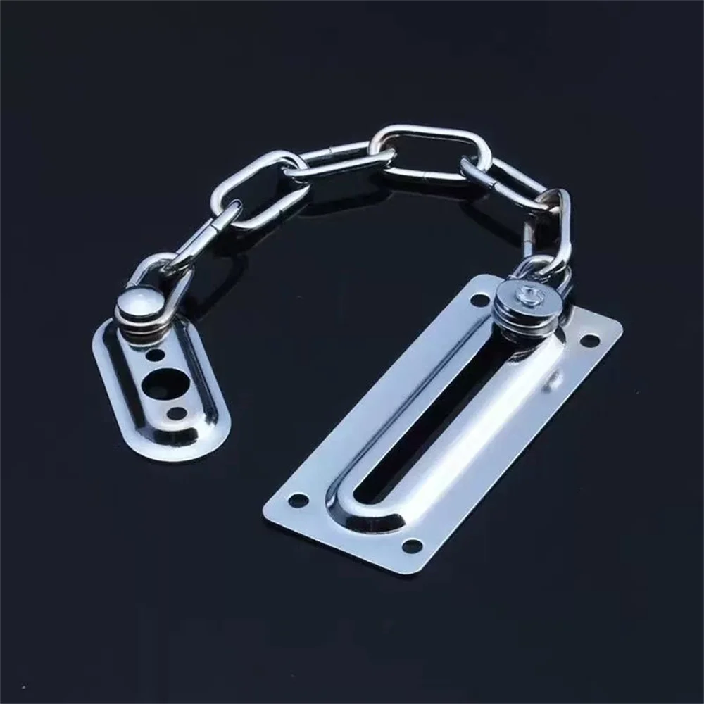 Security Door Chain 1 pi&egrave;ce porte de s&eacute;curit&eacute; loquet protection fixation coulissante en acier inoxydable argent&eacute;e pour quincaillerie