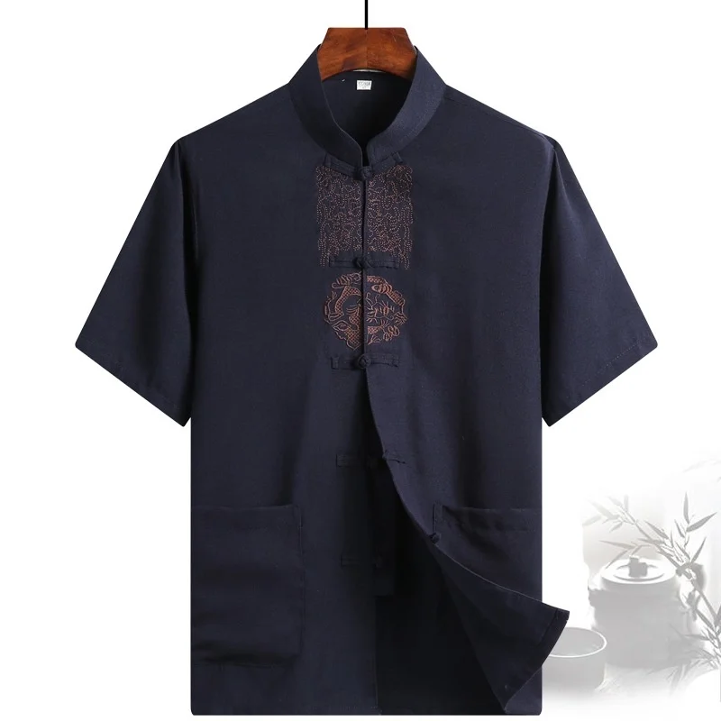 Men Chinese Style hanfu for men Tops traditional chinese shirt man Kung Fu wushu Trousers short shirt Oriental Fashion Clothing