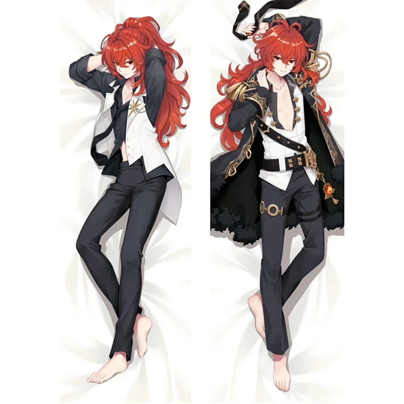 

60x180cm Game Genshin Impact Diluc Dakimakura Pillow Case Male Otaku Hugging Body Peachskin Cushion Cover Case