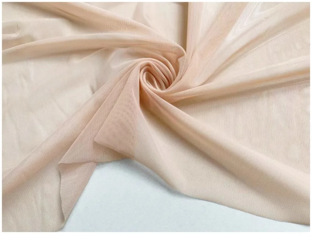 Flesh Colored Elastic Brocade Spandex Mesh Fabric Figure Skating Suit Gymnastics Suit See-through Bottom Mesh Fabric