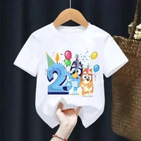 Boys Girl Summer Short Sleeve Children T-shirt Cartoon Birthday Digital Print Breathable Baby Tee Tops Y2k Kawaii Kids Clothing